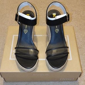 NIB Size 10 BC Footwear Black and Clear Wedges